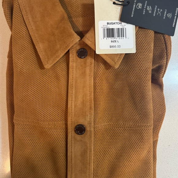 BUGATCHI SuaveLeather ButtonUp Shirt size L, Tan,100%Genuine, Italian-design,NWT - Picture 7 of 16